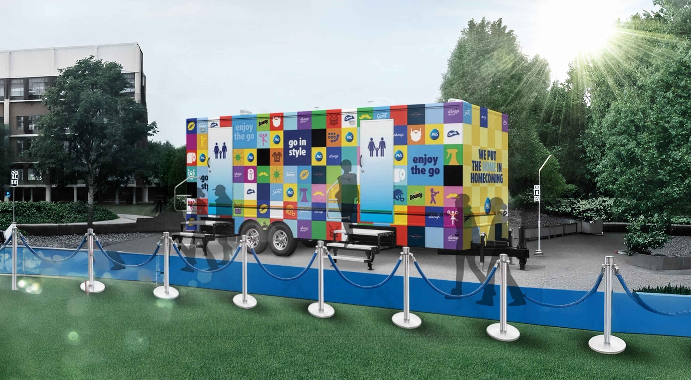 The wrapped trailer on the yard